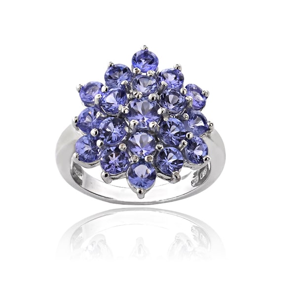 Glitzy Rocks Sterling Silver 2 1/2ct TGW Tanzanite Flower Ring