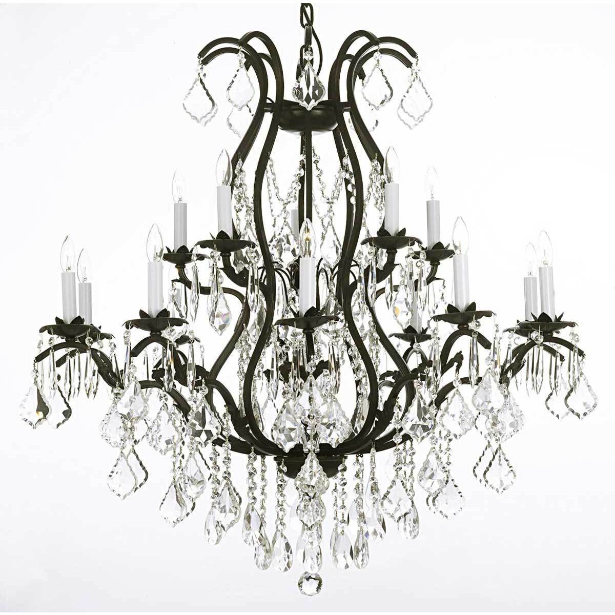 Gallery Versailles Wrought Iron and Crystal 15-light Chandelier (3034/10+5) - Chandeliers For Bedrooms by Overstock.com