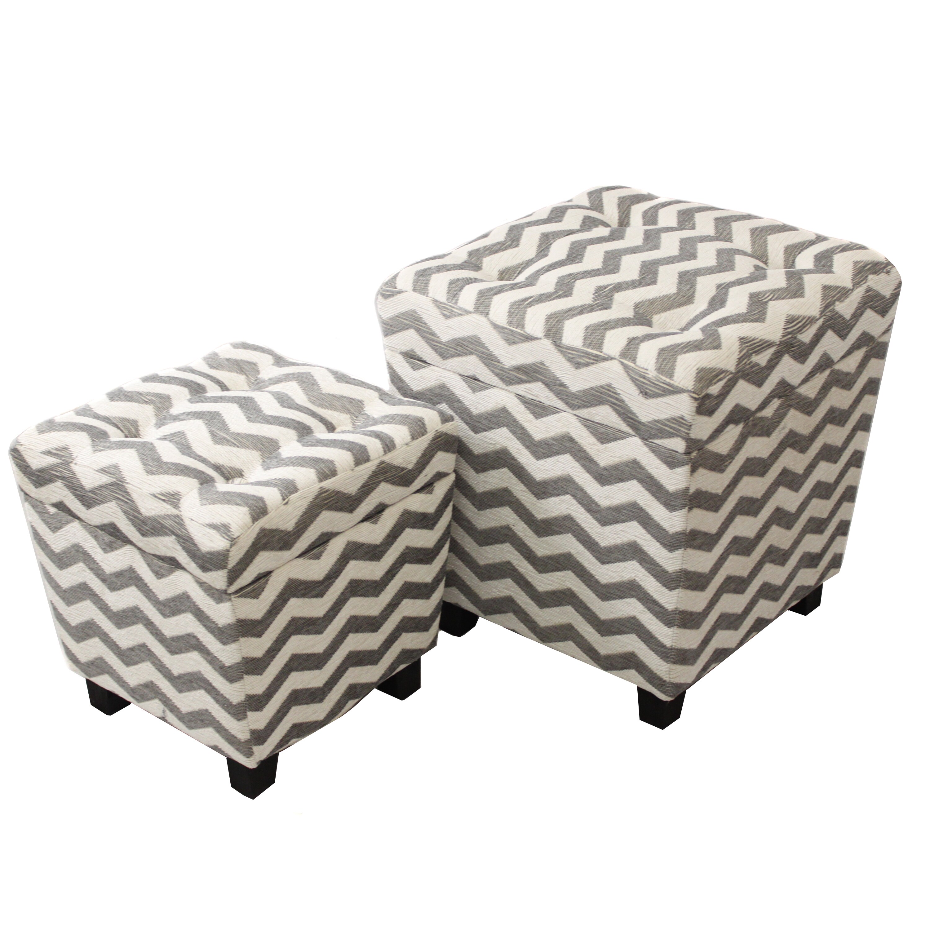 Shop Alana Square Chevron Fabric Storage Ottoman Free Shipping Today
