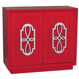 Hand Painted Bright Red Finish Accent Chest
