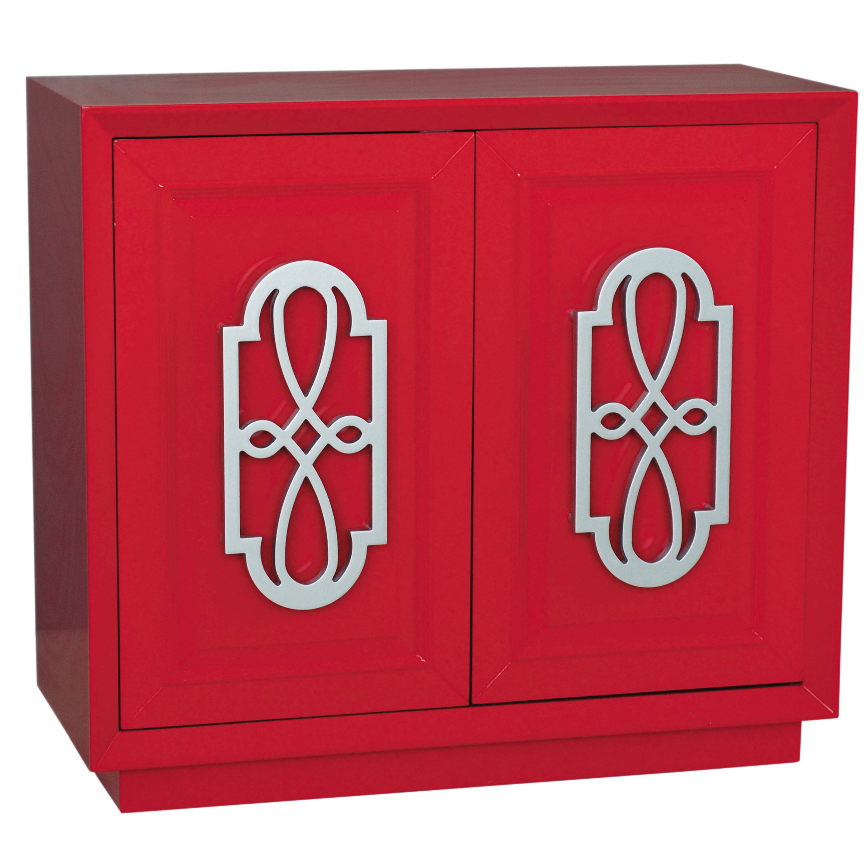 Hand Painted Bright Red Finish Accent Chest