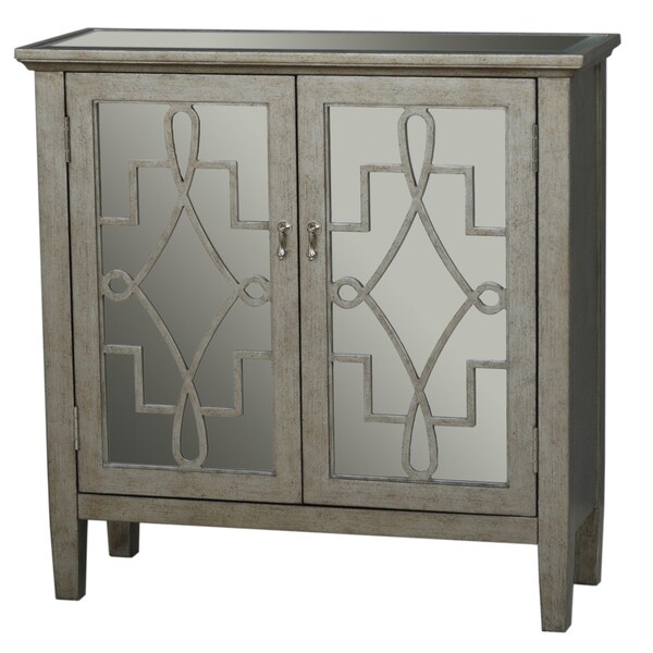 Shop Hand Painted Distressed Silver Leaf Mirrored Finish Accent Chest
