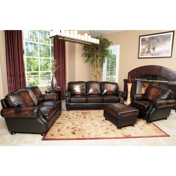 Abbyson on sale leather sofa