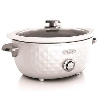 Bella Diamonds White 6-quart Manual Slow Cooker