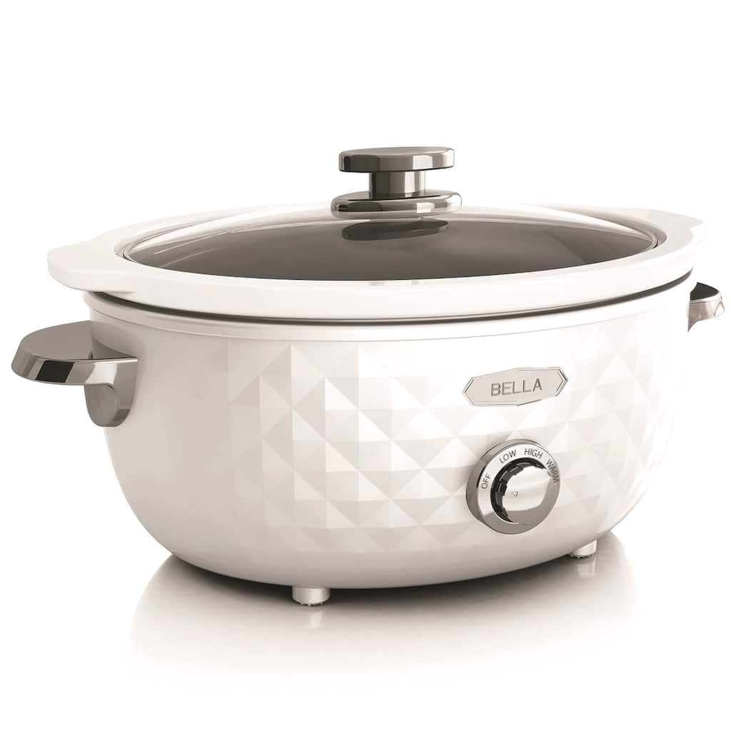 Bella Diamonds White 6-quart Manual Slow Cooker