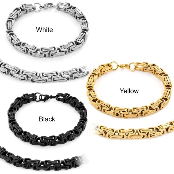 Crucible Stainless Steel Byzantine Chain Jewelry Set (2-Piece Set)
