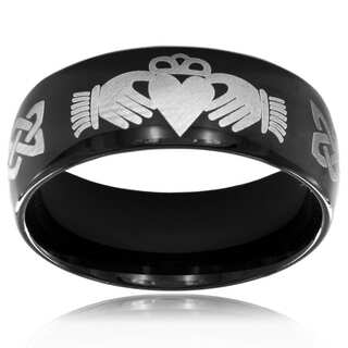 Black-Plated Stainless Steel Claddagh Ring