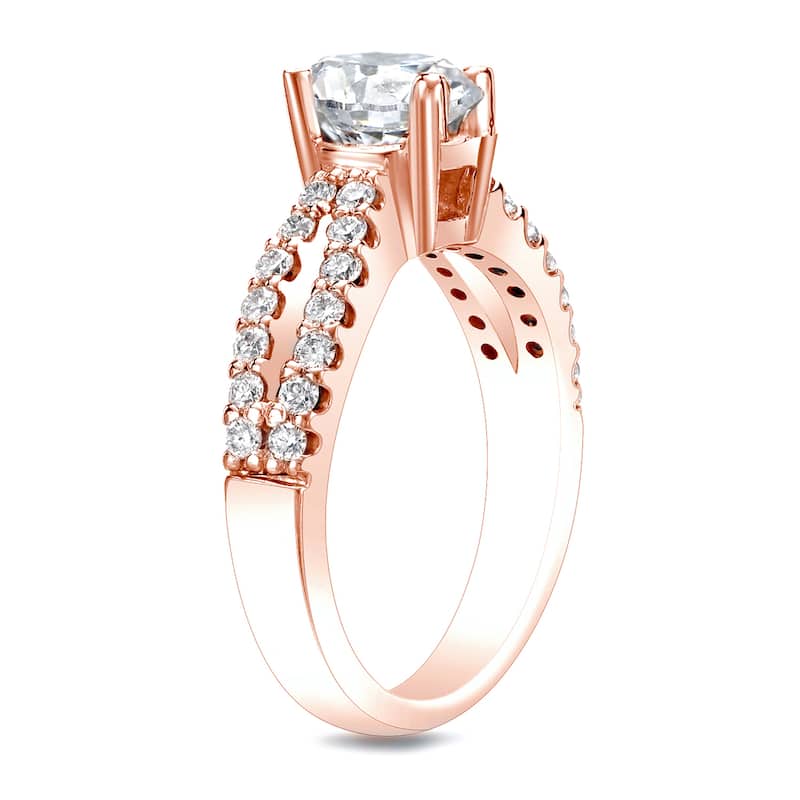 Auriya 14k Gold Round Diamond Engagement Ring 1ctw Split-band
