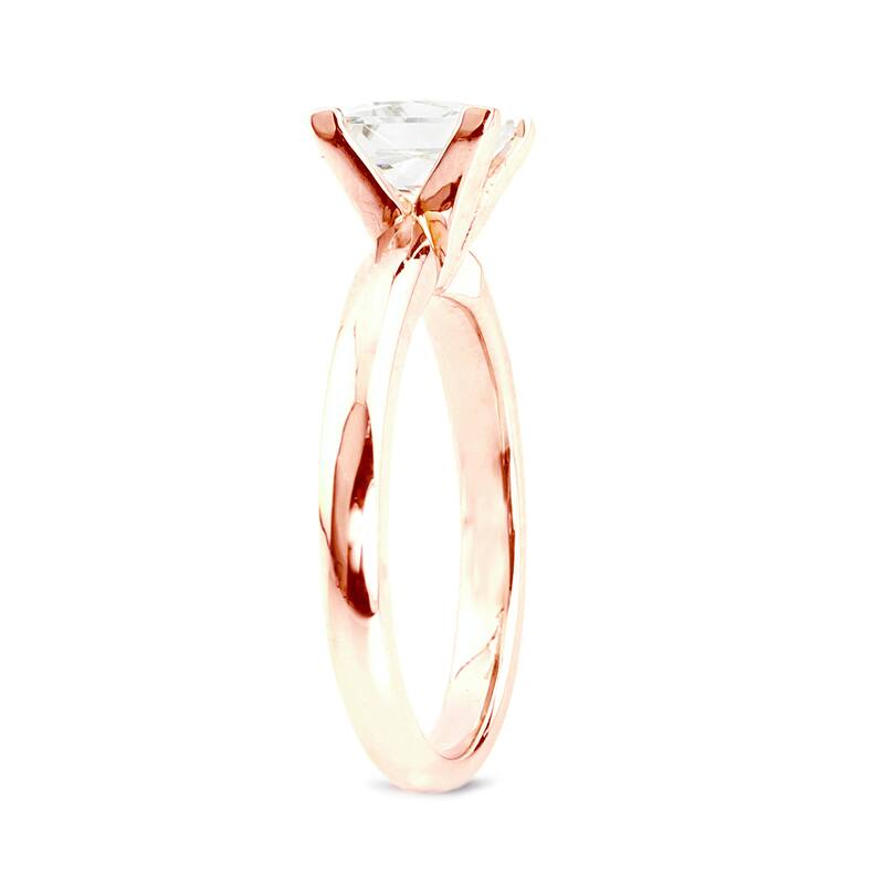 Auriya 14k Rose Gold 3/4ctw Princess-cut Solitaire Diamond Engagement Ring