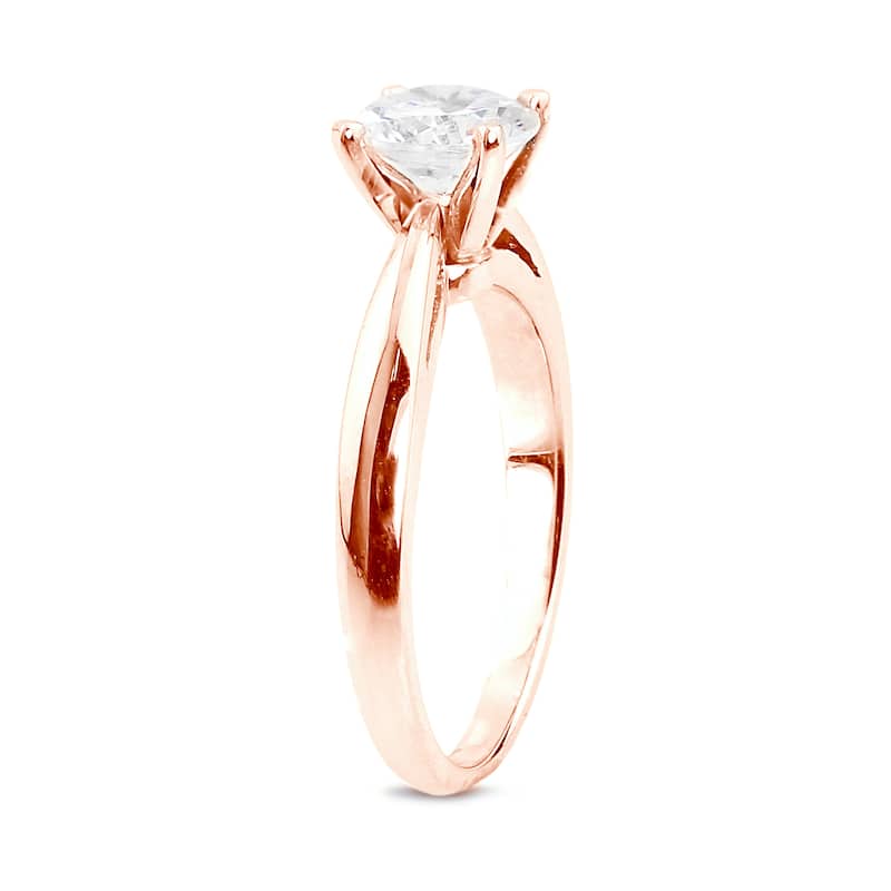 Auriya 14k Rose Gold 1/2 carat TW Round Solitaire Diamond Engagement Ring