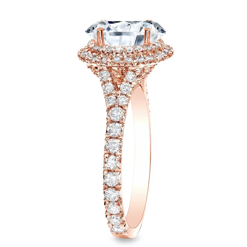 Auriya 14k Rose Gold 2ctw Double Halo Diamond Engagement Ring