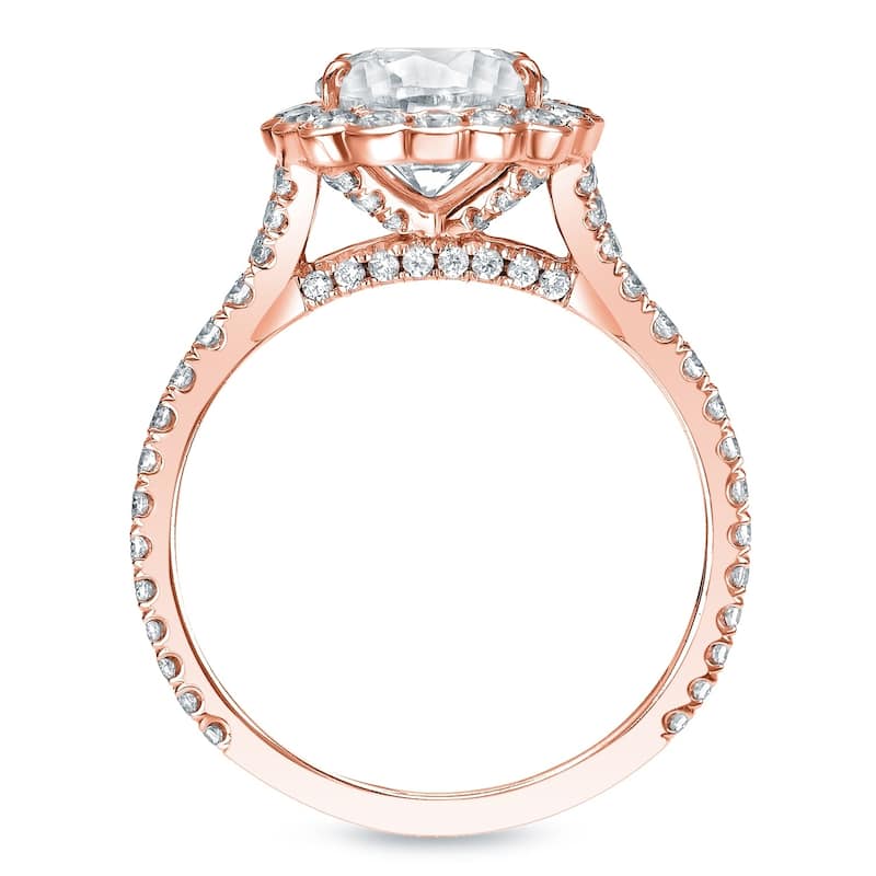 Auriya 14k Rose Gold 1 1/2ctw Round Halo Diamond Engagement Ring (H-I, SI1-SI2)