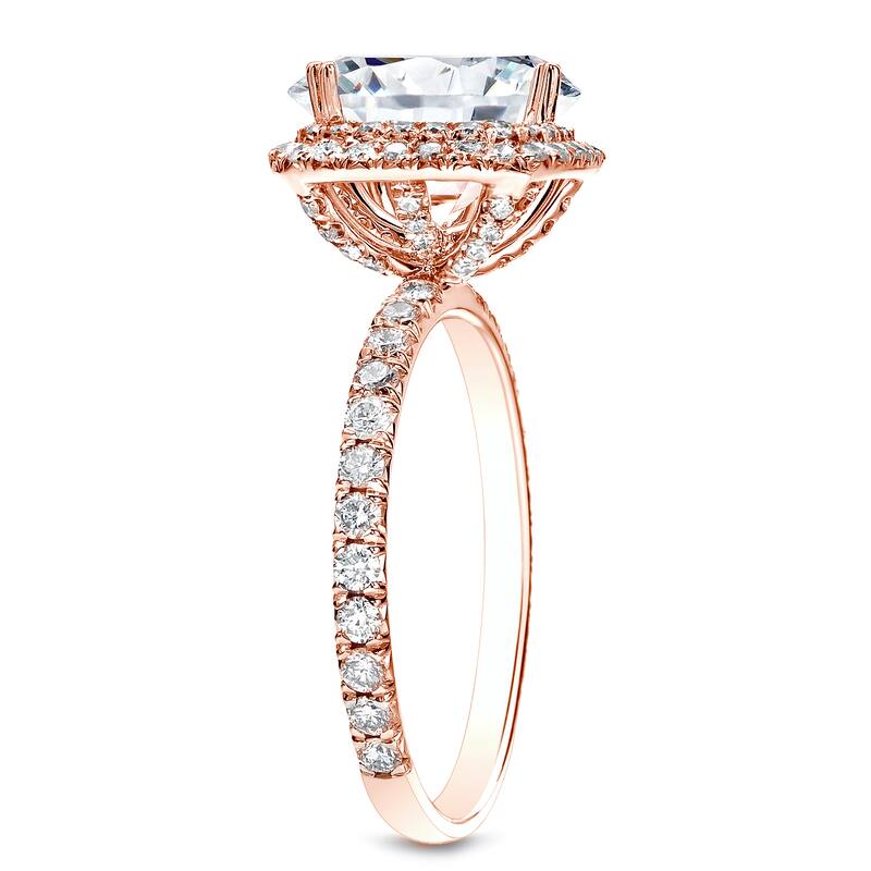Auriya 14k Rose Gold 1 3/4ctw Cushion-cut Double Halo Diamond Engagement Ring