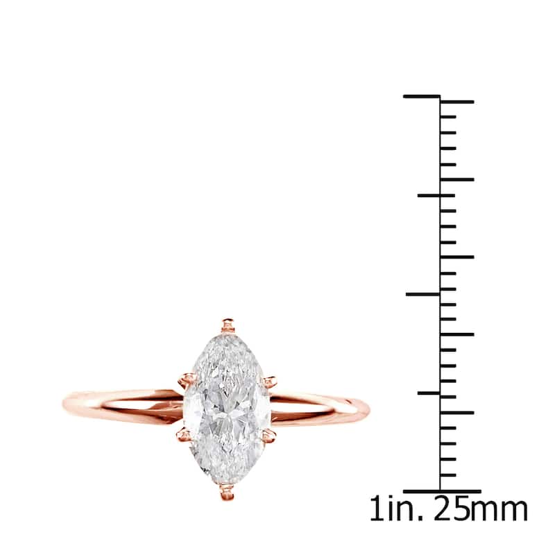 Auriya 14k Rose Gold 1ctw Marquise-cut Solitaire Diamond Engagement Ring