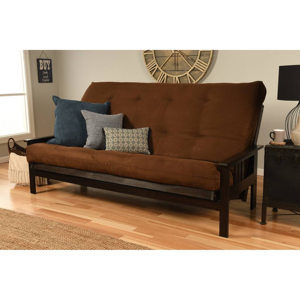 Porch & Den DeSoto Hardwood/ Suede Queen-Size Futon Set Sofa Bed