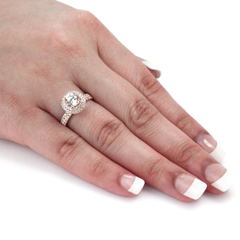 Auriya 14k Rose Gold 1 3/4ctw Round Halo Diamond Engagement Ring Certified (H-I, SI1-SI2)