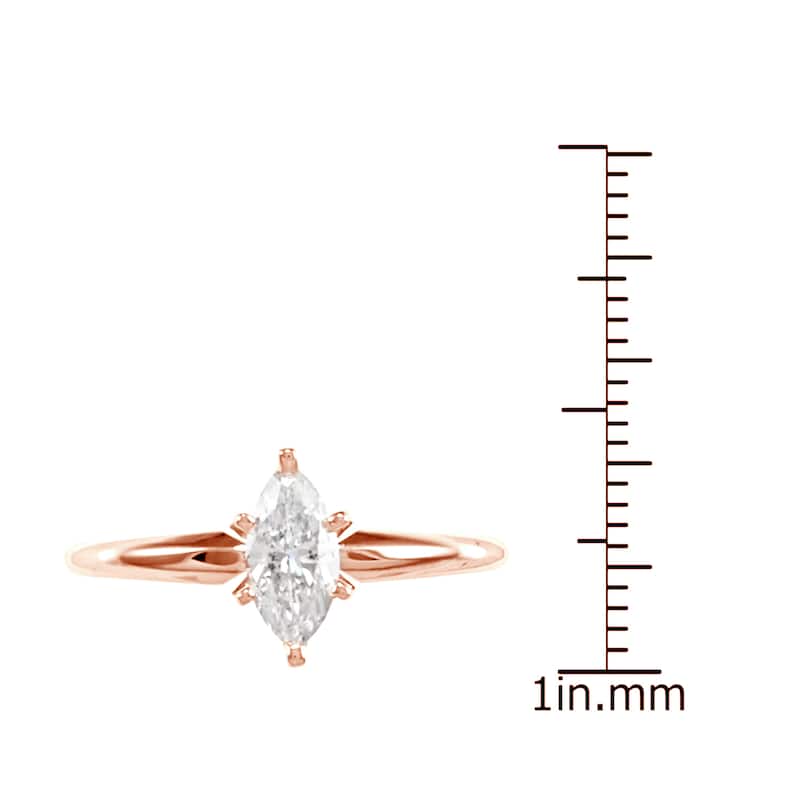 Auriya 14k Rose Gold 2/5ctw Solitaire Marquise Diamond Engagement Ring