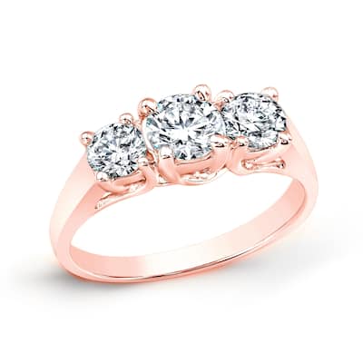 Auriya 1 carat TW Round 3 Stone Diamond Engagement Ring 14K Rose Gold