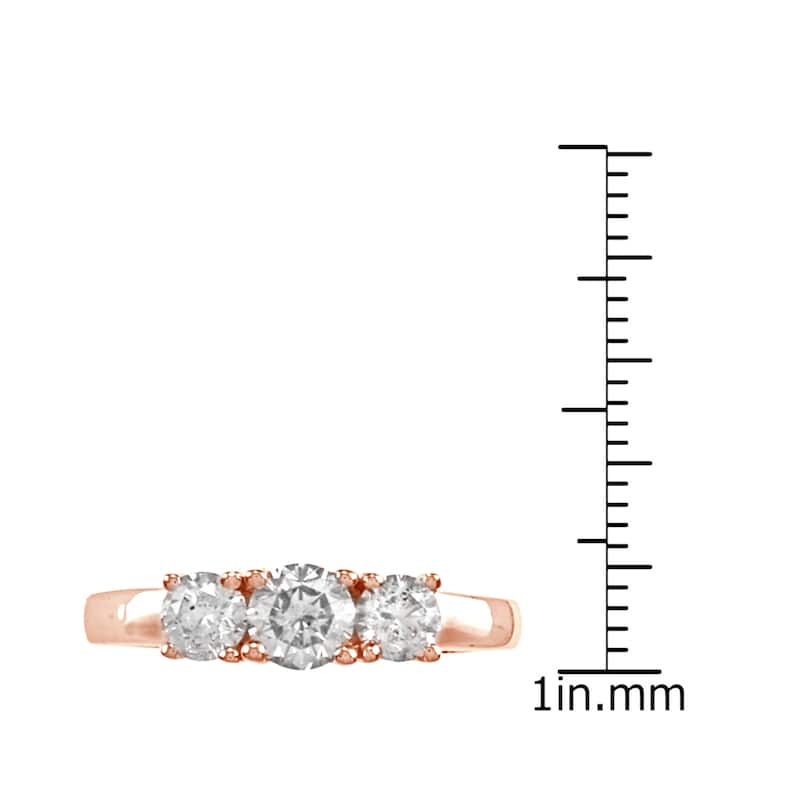 Auriya 1 carat TW Round 3 Stone Diamond Engagement Ring 14K Rose Gold