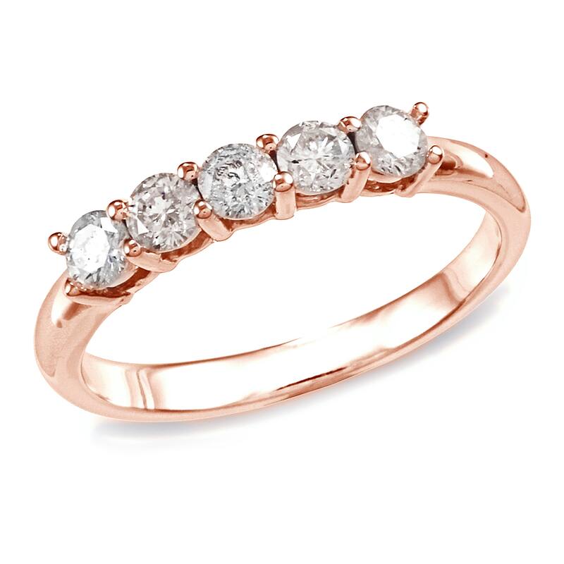 Auriya 10k Gold 10k Rose Gold 1/2ctw 5-Stone Diamond Wedding Band