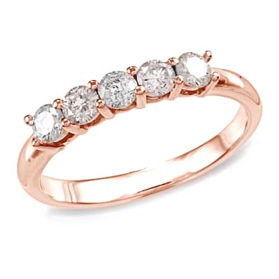 Auriya 10k Gold 10k Rose Gold 1/2ctw 5-Stone Diamond Wedding Band