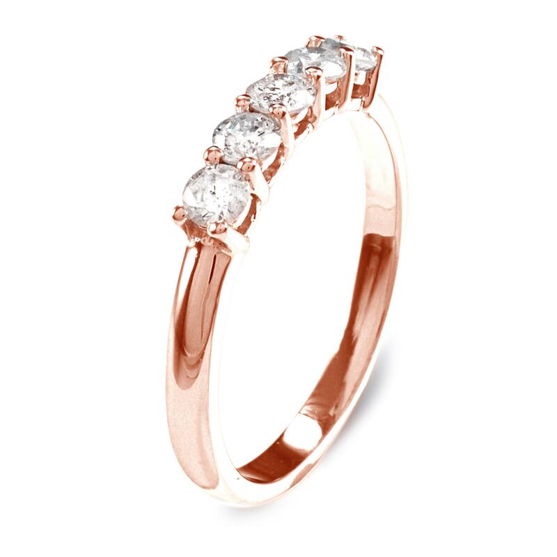 Auriya 10k Gold 10k Rose Gold 1/2ctw 5-Stone Diamond Wedding Band