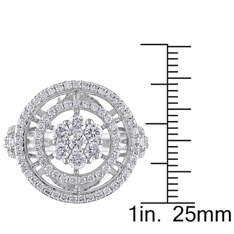 Miadora 14k White Gold 2ct TDW Clustered Circle Halo Diamond Engagement Ring