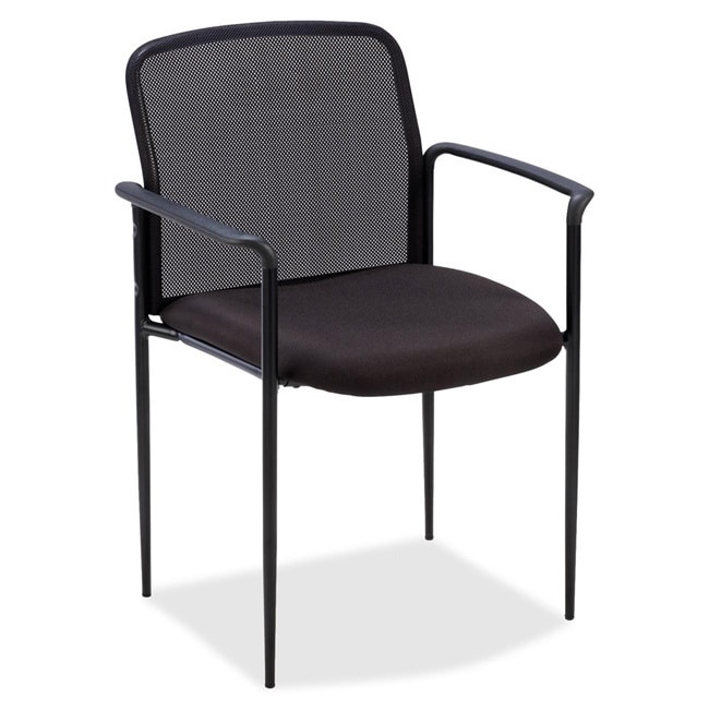 Lorell Black Stackable Reception Side Guest Chair