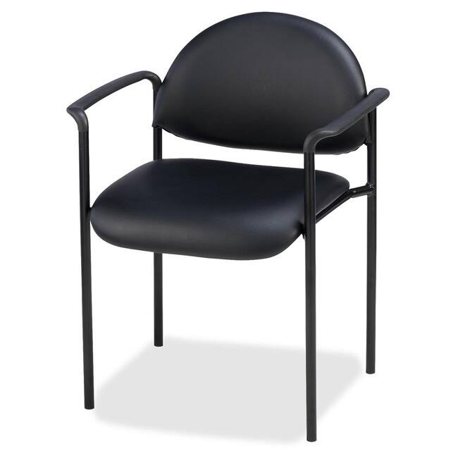Lorell Black Stackable Reception Guest Chair