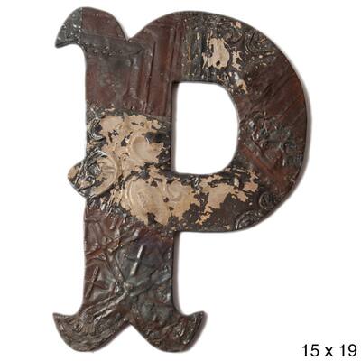 Ozark Folk Art Reclaimed Tin Letter P