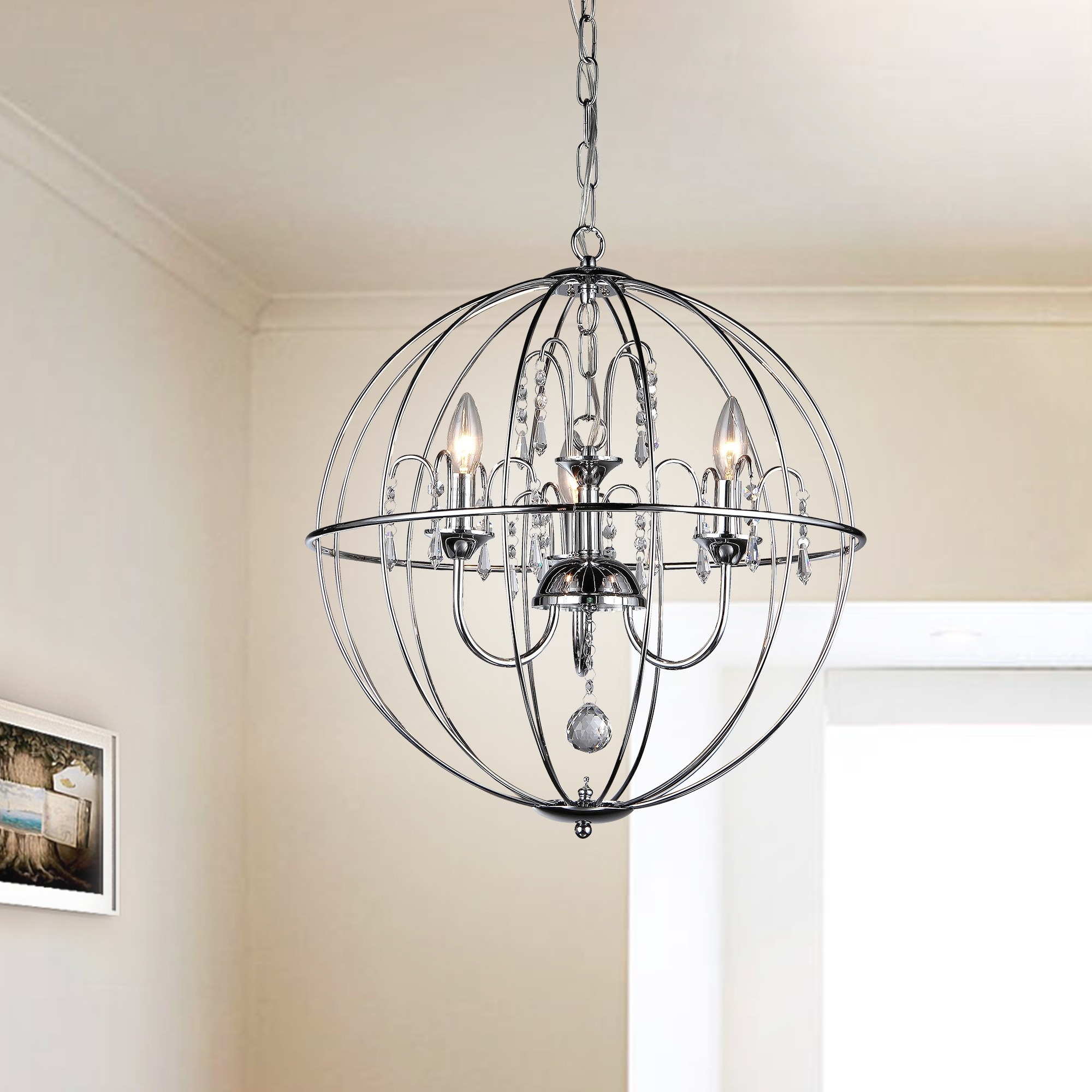 Crystal Cage Chandelier (Chrome Color) - Chandeliers For Bedrooms by Overstock.com