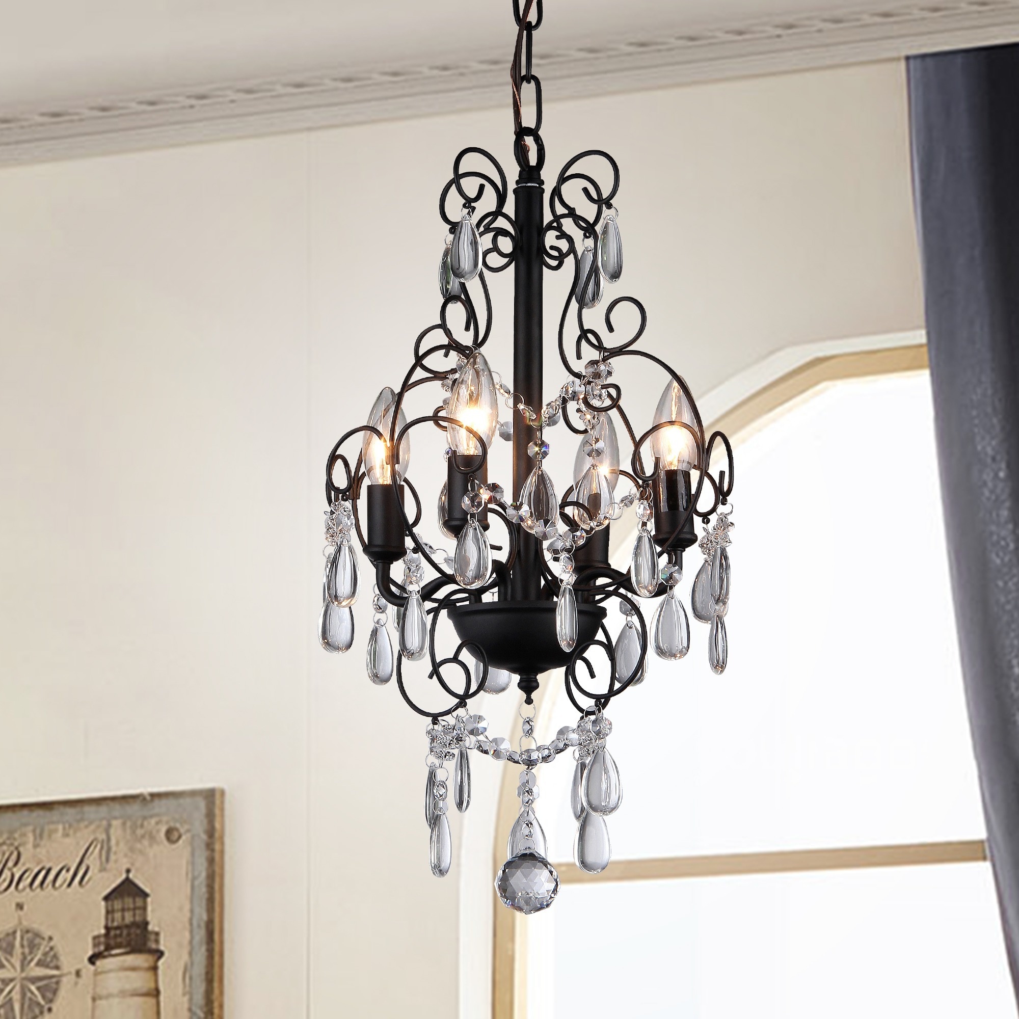 Eros 4-light Crystal Chandelier (antique bronze) - Chandeliers For Bedrooms by Overstock.com