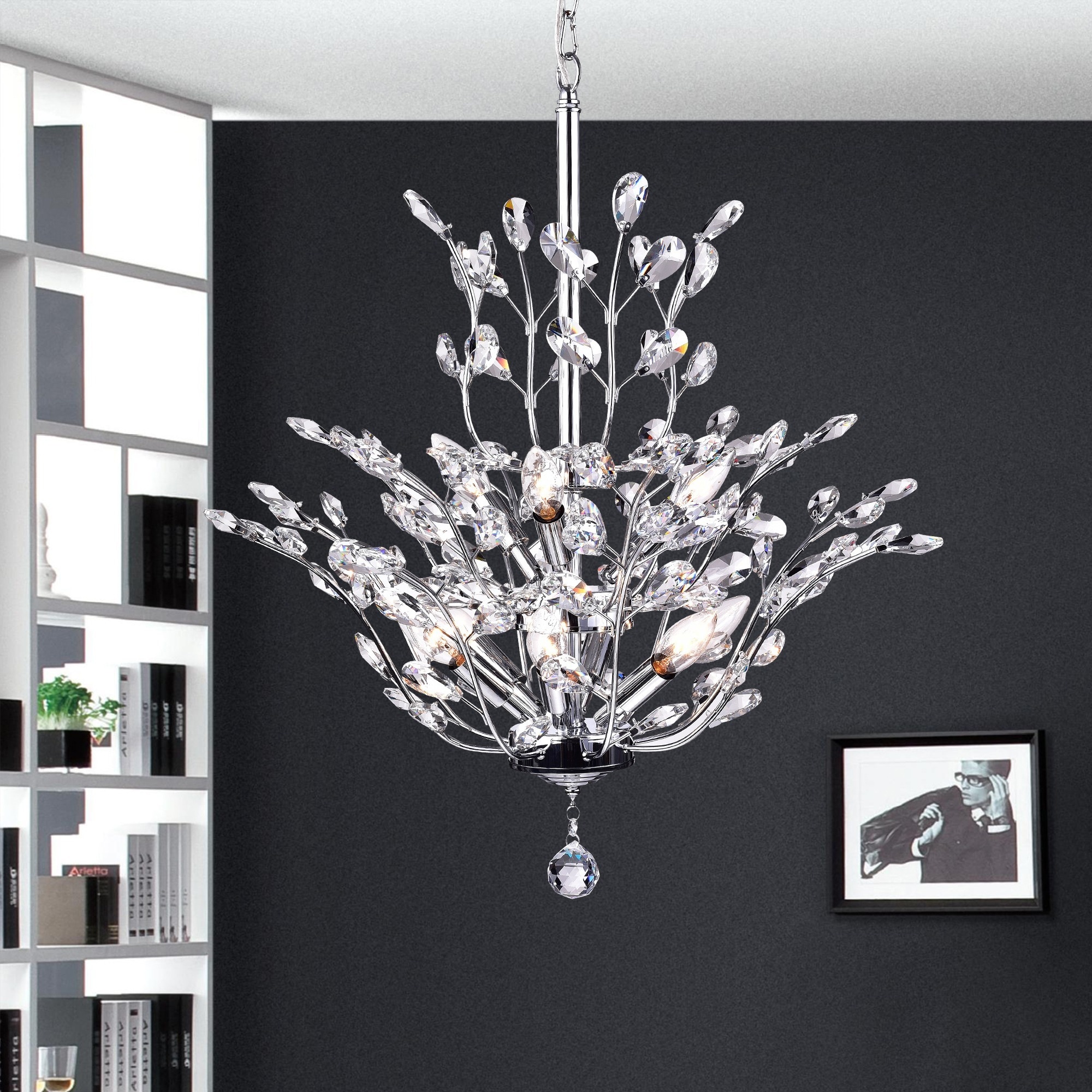 Anastasia Leaf Chandelier - Silver (silver/chrome) - Chandeliers For Bedrooms by Overstock.com