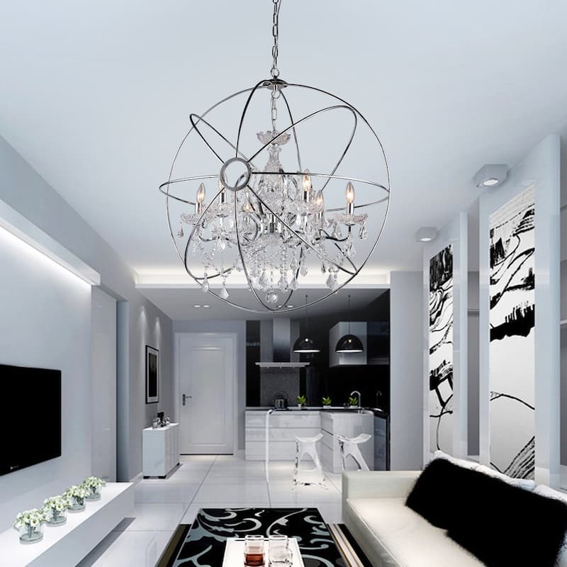 Saturn's Ring Chrome 32-inch Orb Chandelier