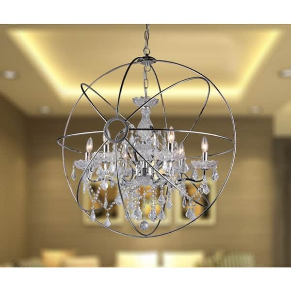 Saturn's Ring Chrome 32-inch Orb Chandelier