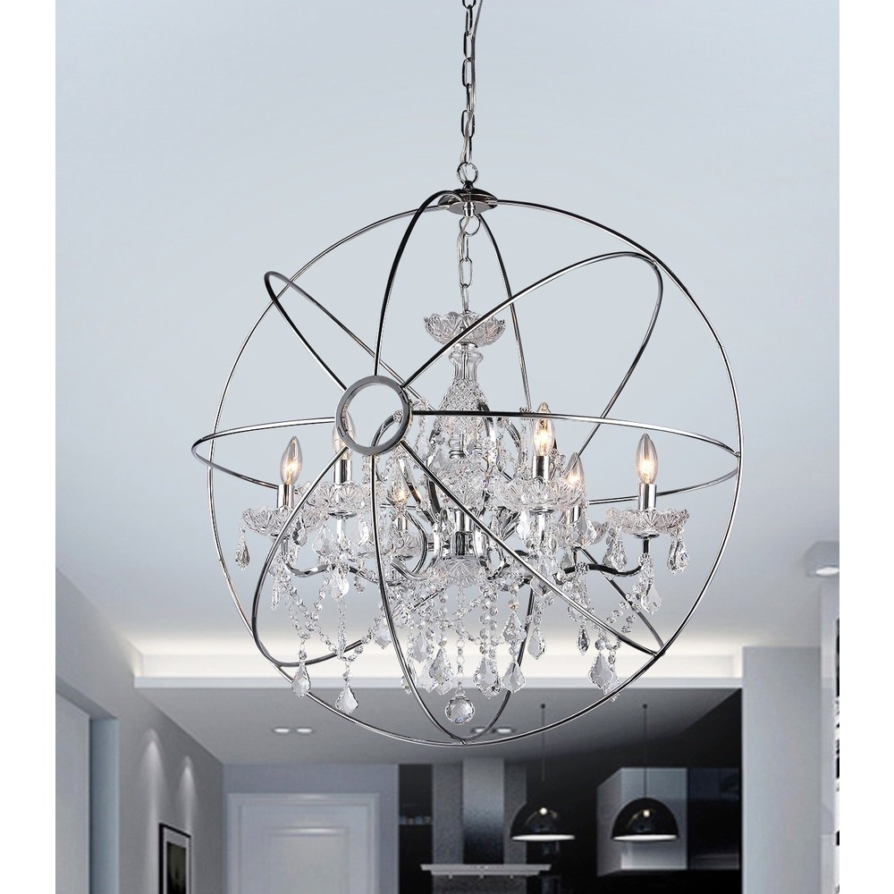 Warehouse of Tiffany Saturn's Ring Chrome 32-inch Orb Chandelier