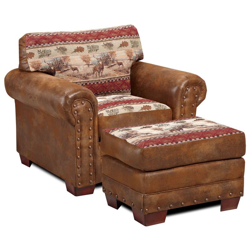Deer Valley Lodge Brown Faux Leather 4-piece Sofa Set
