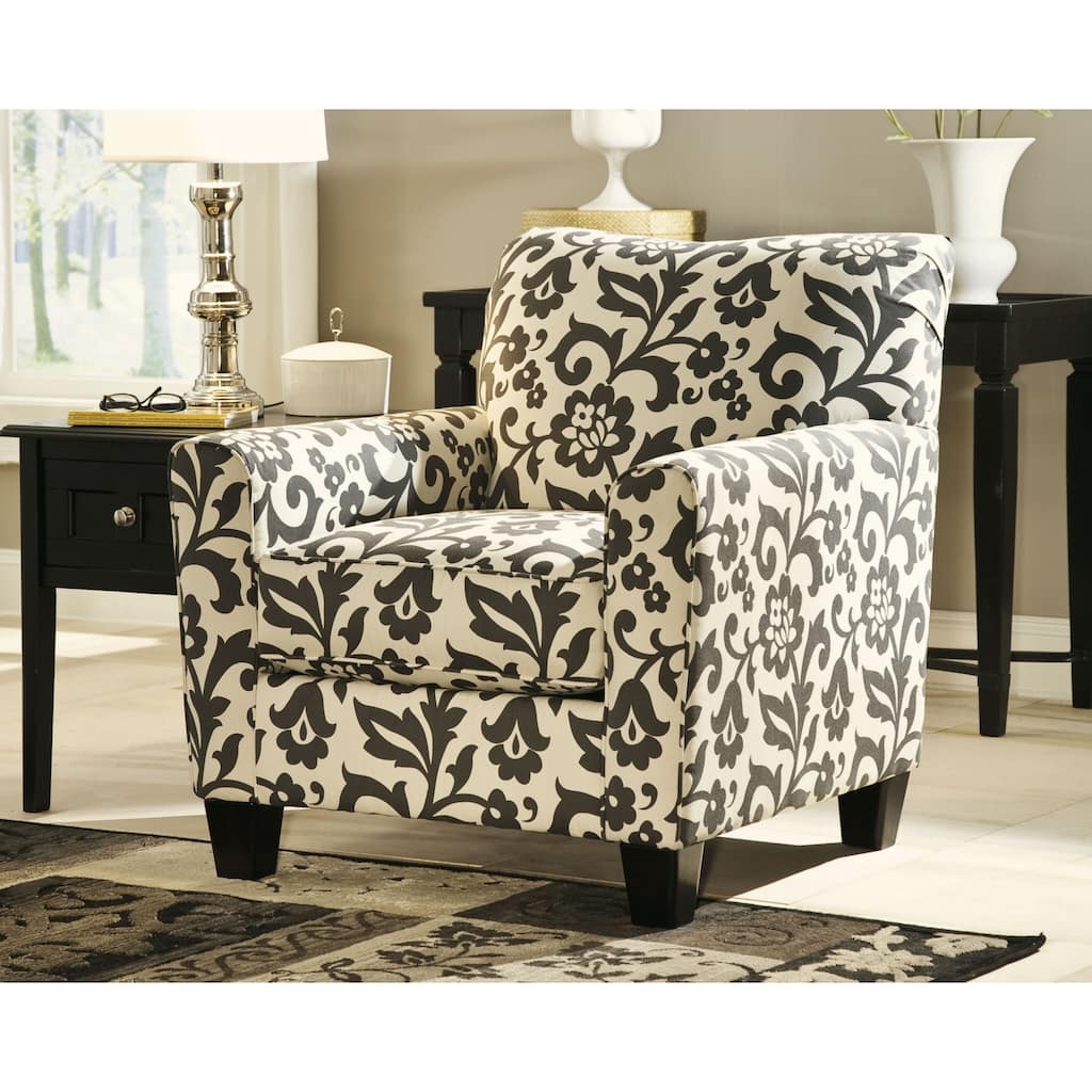 Levon Charcoal Floral Print Accent Chair