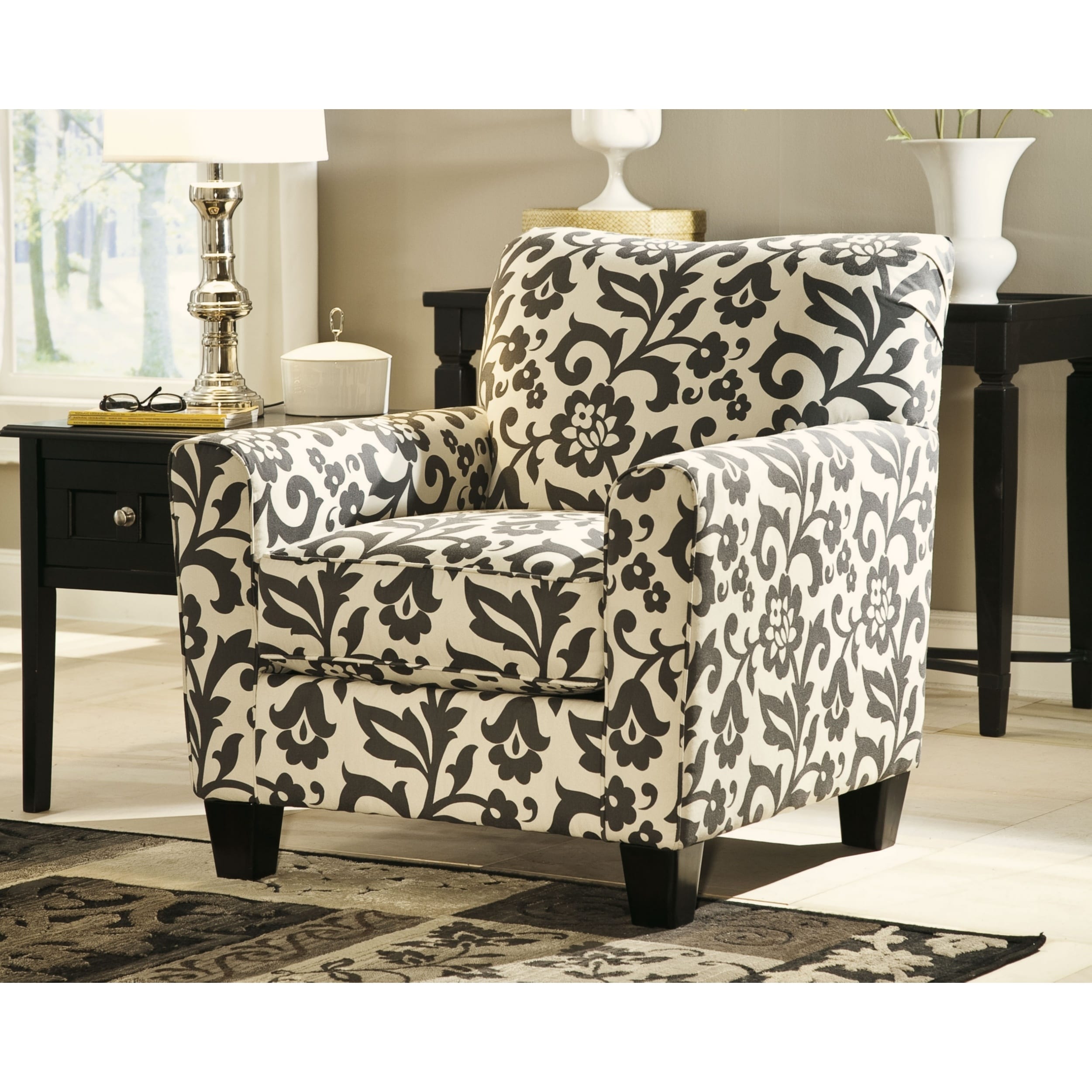 Shop Levon Charcoal Floral Print Accent Chair - On Sale - Free Shipping