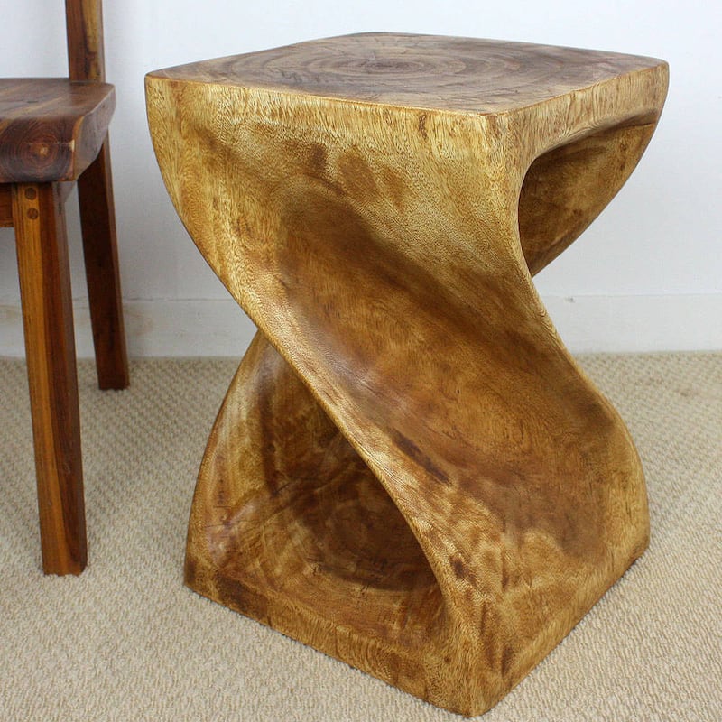 Haussmann® Original Wood Twist Stool 14 X 14 X 20 In High Walnut Oil - 14" x 14" x 20"
