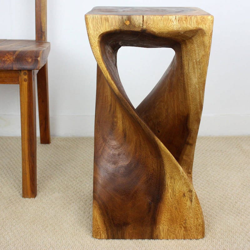 Haussmann® Original Wood Twist Stool 12 X 12 X 23 In High Walnut Oil - 12" x 12" x 23