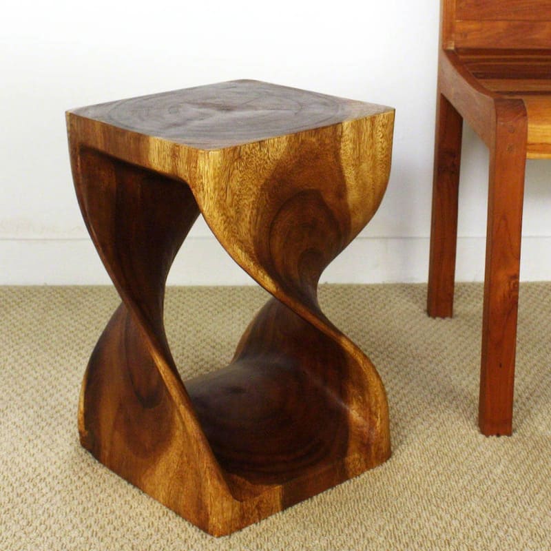 Haussmann® Original Wood Twist Stool 12 X 12 X 18 In High Walnut Oil - 12 x 12 x 18
