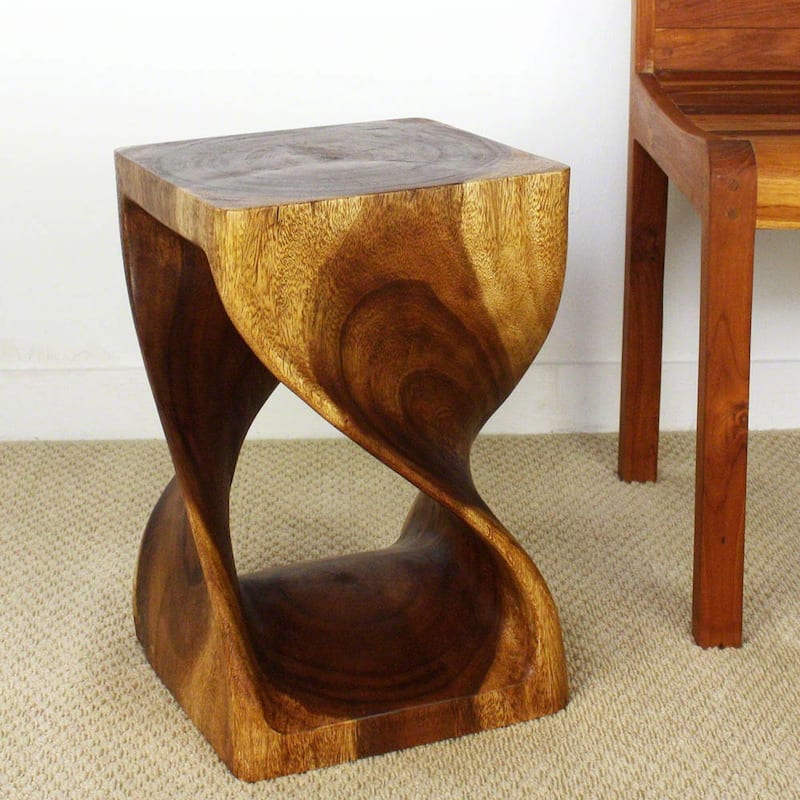 Haussmann® Original Wood Twist Stool 12 X 12 X 18 In High Walnut Oil - 12 x 12 x 18