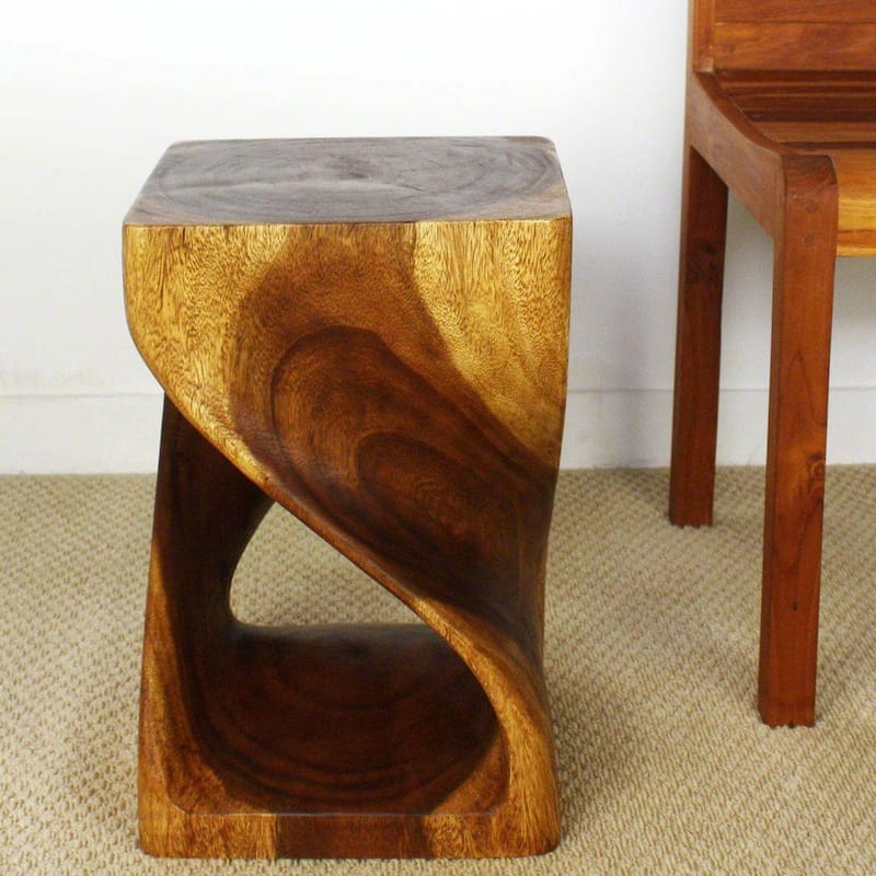 Haussmann® Original Wood Twist Stool 12 X 12 X 18 In High Walnut Oil - 12 x 12 x 18