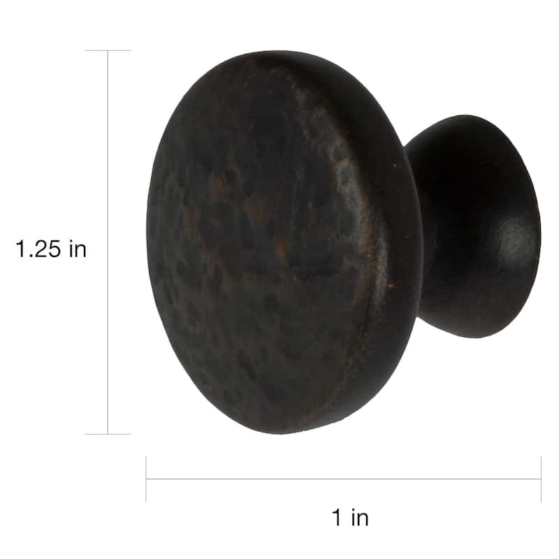 GlideRite 1.25 inch Oil Rubbed Bronze Round Hammered Finish Cabinet Knobs (Pack of 10)
