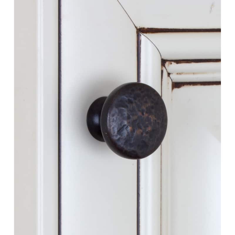 GlideRite 1.25 inch Oil Rubbed Bronze Round Hammered Finish Cabinet Knobs (Pack of 10)