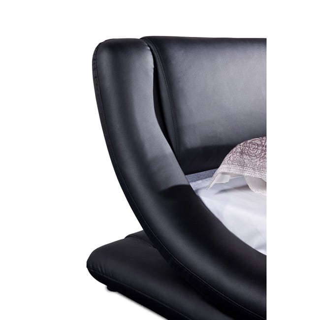 Dona Black Faux Leather Modern Bed