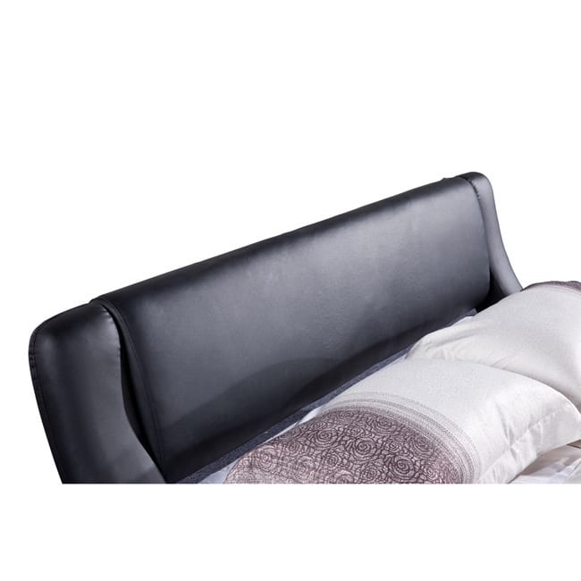 Dona Black Faux Leather Modern Bed