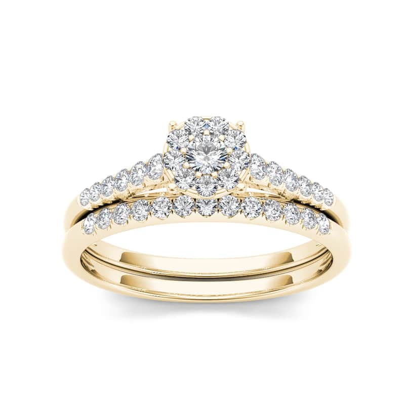De Couer IGI Certified 10k Gold 1/2ct TDW Diamond Wedding Bridal Set - 6 - Yellow