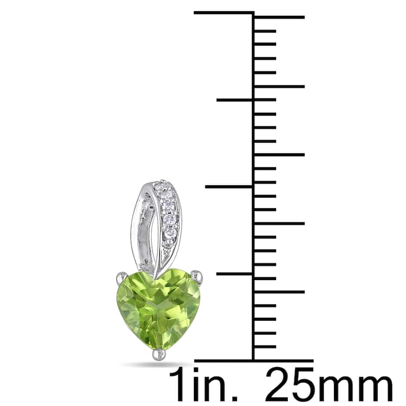 Miadora 10k White Gold Peridot and Diamond Accent Heart Dangle Earrings